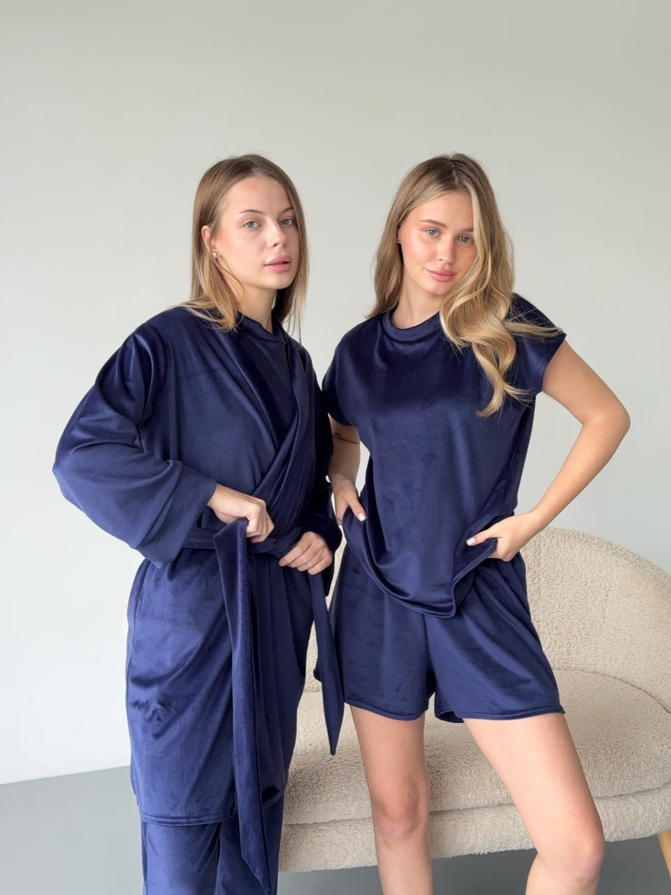 Плюшевий комплект 4-в-1 Velvet Home - Темно синій